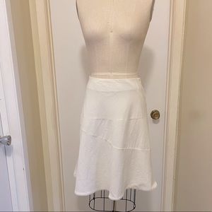 Textured A-line skirt with lace hem trim